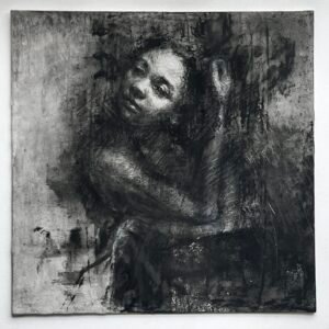 Contemporary charcoal drawing a girl